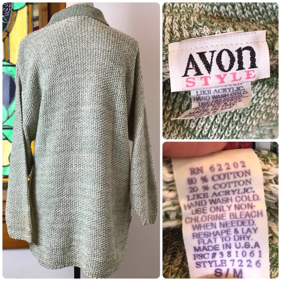 UNIQUE 1980s Vintage Avon Knitted Oversized Cottage Hipster Collared Sweater - Picture 4 of 8